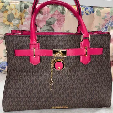 미사용에 가까운 Michael Kors 브라운 핑크 핸드백