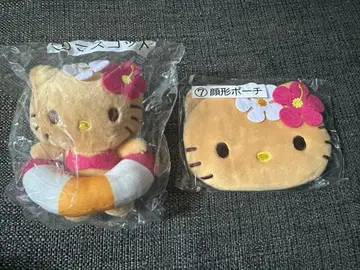 헬로키티 선탠 키티 제일복권 얼굴형 파우치 마스코트 키링