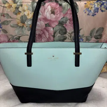 미사용품 kate spade 민트 그린 블랙 토트백 대용량 4A