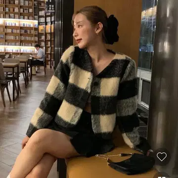 nugu 체크 크롭 자켓 아우터