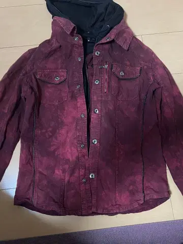 semanticedesign 빨간색 후드 부착 셔츠 M 세만틱 디자인