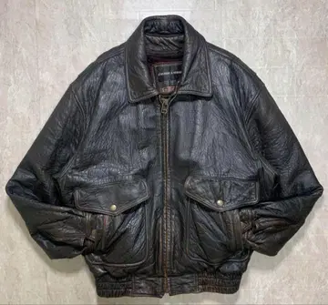80s 다크 브라운 가죽 플라이트 자켓 봄버 자켓