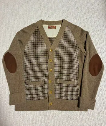 빔즈 보이 가디건 하운드투스 엘보 패치 BEAMSBOY 레트로