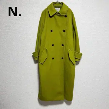 N 내추럴 뷰티 베이직 비버 멜톤 더블 코트 피스타치오