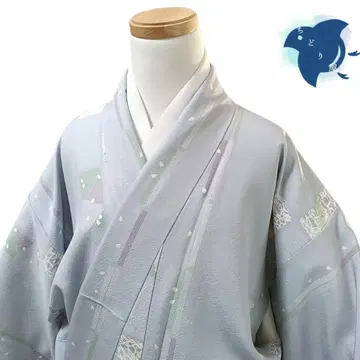 C20 치도리야 기모노 코몬 워셔블 기모노 화학 섬유 꽃 파랑