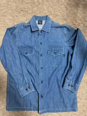 ALPHA 데님 셔츠 X-LARGE 일본 지도 자수