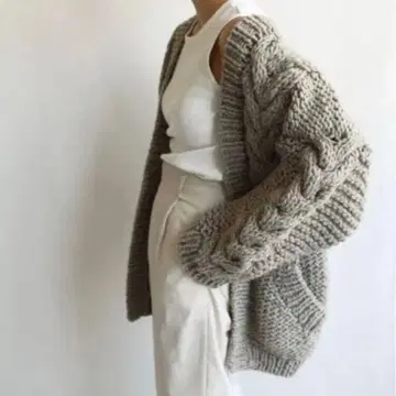 TODAYFUL 케이블 니트 가디건 그레이