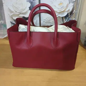 가죽 레드 토트백