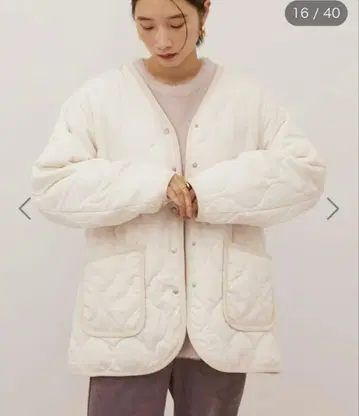 아이보리 퀼팅 블루종 오버 사이즈