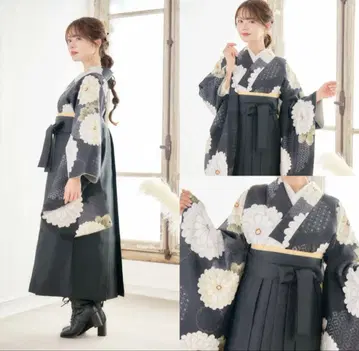 네이비 꽃무늬 하카마 3세트 졸업식 대학생 하카마