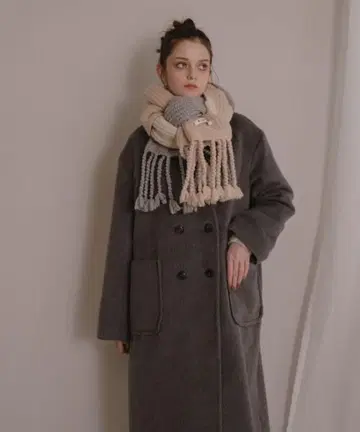 pinue 후드 부착 노카라 코트