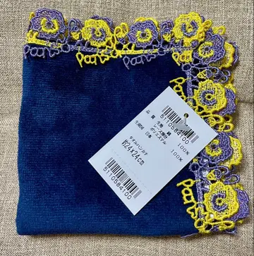 새상품 긴자와 레이스 여성화보 별주 타월 손수건 팬지 네이비