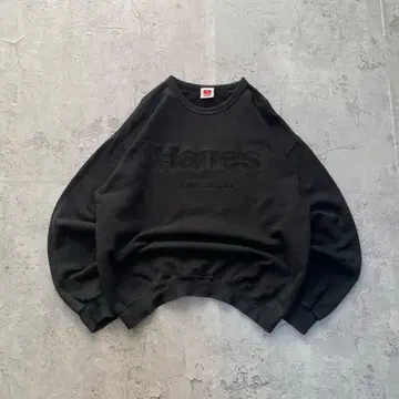 90s 헤인즈 USA 구제 의류 자수 맨투맨 트레이닝복 블랙 L 사이즈