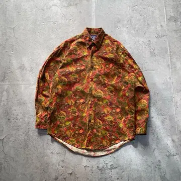 90s 올드 GAP USA 구제 의류 BD 셔츠 잎 올 패턴 긴팔 GAP