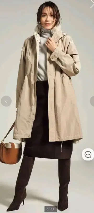 두클라쎄 광택 그로그랭 퍼 사용 모즈 코트 후드 정가 21890엔