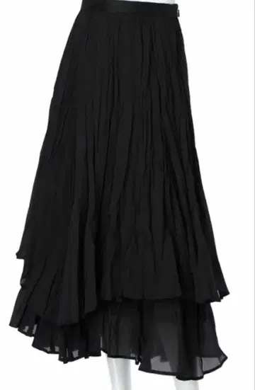 와셔 플리츠 레이어드 스커트 블랙