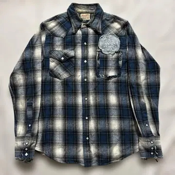 레드우드 x 랭글러 데미지 가공 웨스턴 셔츠 플란넬 셔츠