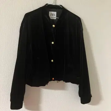 ZARA 블랙 벨로아 블루종 골드 버튼 사이즈 M
