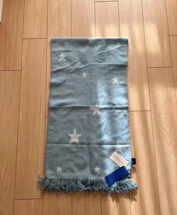 [ 새상품 ] 바톤: 라쿤 머플러 별 패턴 스카이블루