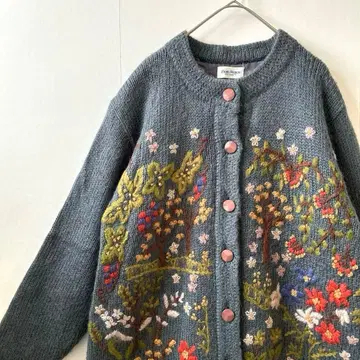 vintage 꽃무늬 자수 가디건 라이트 아우터 쇼와 레트로