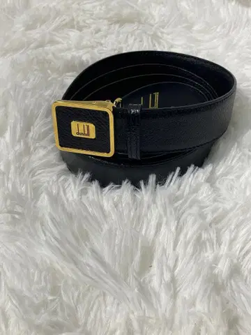 새상품급 dunhill 던힐 천연 가죽 벨트 골드 로고 금장 장식 블랙