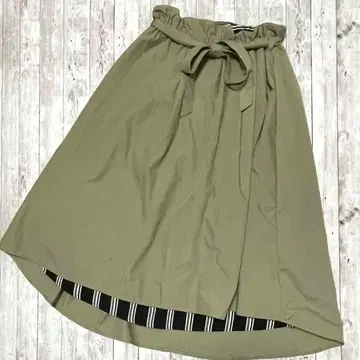 새상품급 플레어 롱 스커트 베이지 허리 리본 멋스러운 레트로