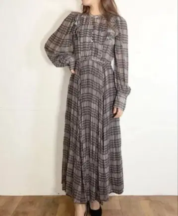 COCODEAL 코코딜 체크 프린트 플리츠 원피스