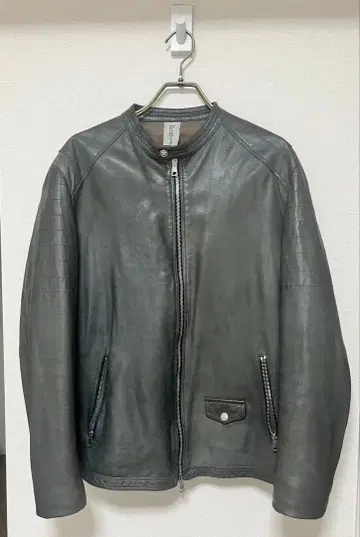 DELAN 그레이 카키 램 가죽 라이더스 54