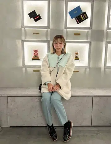 새상품 MAKE-AI 스캘럽 옷깃 블라우스 민트 make_ai 메이크아이