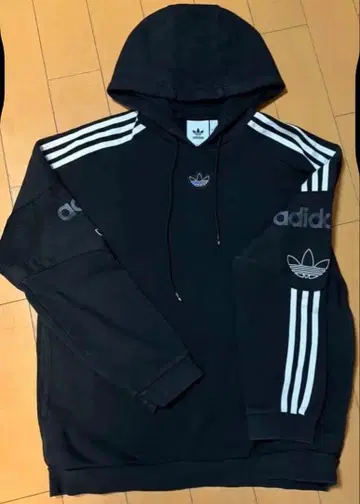adidas 후드 부착 후드티 블랙 L