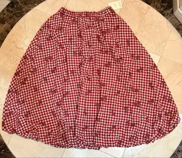 ELLIFE 체크 무늬 벌룬 롱 스커트