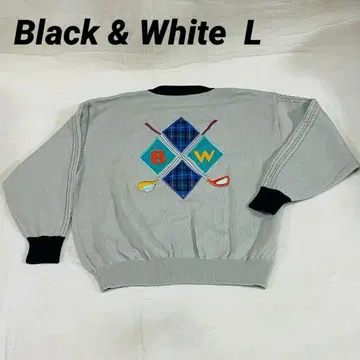 Black & White 긴팔 가디건 골프웨어 케이블 니트 L