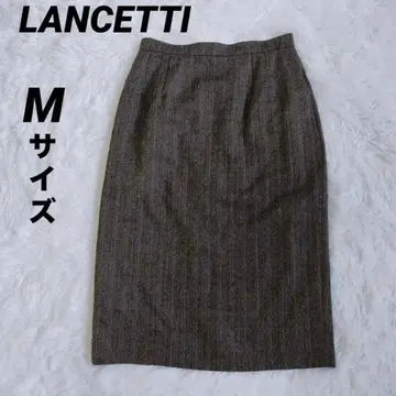 LANCETTI 헤링본 무릎 기장 타이트 스커트
