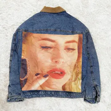 버쉬카 빅 프린트 데님 자켓 보아 안감 G 블루종 남성용