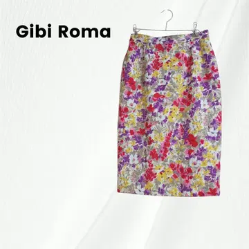 새상품 이탈리아제 Gibi Roma 꽃무늬 롱 스커트 타이트 미디 F