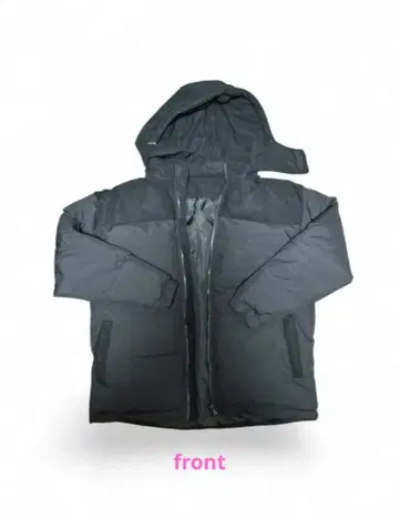 블랙 후드 부착 다운 자켓