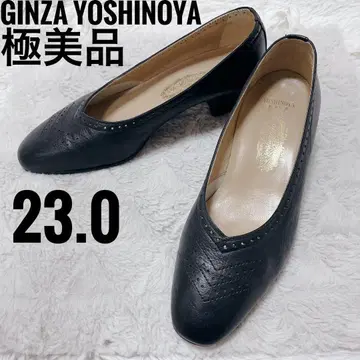 긴자 요시노야 리얼 가죽 펌프스 블랙 여성용 힐 라운드토