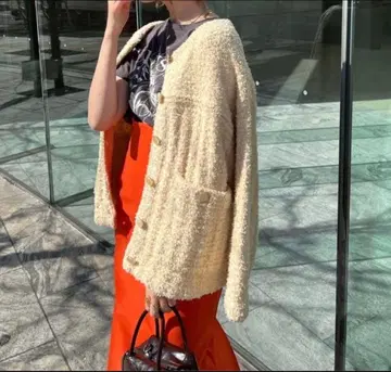 COCO DEAL 페이퍼얀 MIX 롱 자켓 크림 가디건