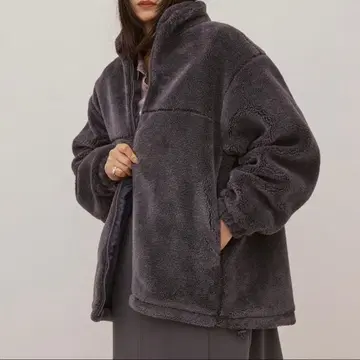 스탠드 카라 미니 퍼 블루종