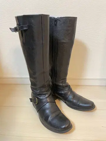 WANONANO 블랙 롱 부츠 사이드 지퍼 포함