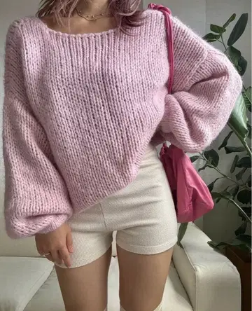 Ayakawasaki 핑크 오프숄더 니트