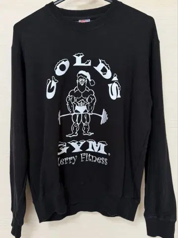 GOLD'S GYM 크리스마스 산타 트레이닝복 맨투맨 블랙 M