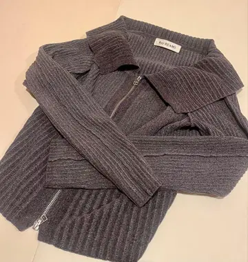 Ray BEAMS 그레이 리브 집업 긴팔