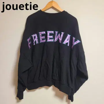 쥬에티 백 로고 풀오버 맨투맨 FREEWAY 자수 블랙 긴팔