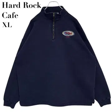 하드 록 카페 하프 지퍼 맨투맨 트레이닝복 자수 로고 90s XL