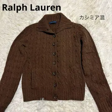 [새상품급] 랄프 로렌 캐시미어 혼방 케이블 니트 가디건 브라운