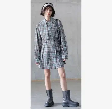 PAGEBOY 더스티 체크 미니 원피스 페이지 보이