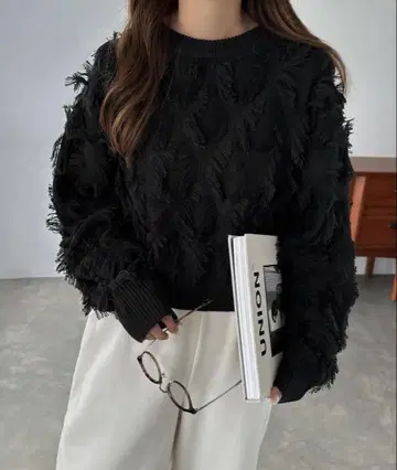 andme / 컷 프린지 긴팔 니트탑