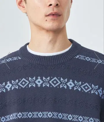 유나이티드 애로우즈 기하학 패턴 네이비 니트 스웨터 M