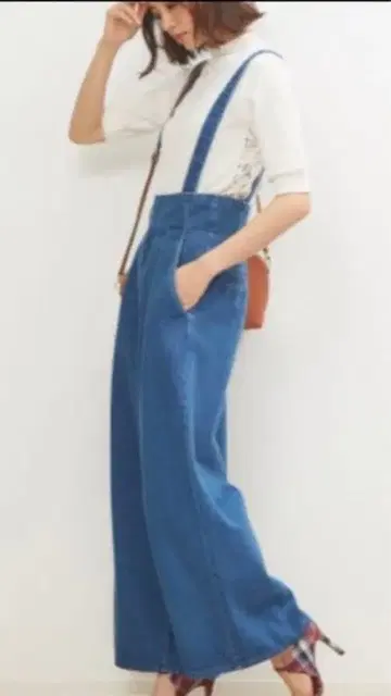 루즈비프 서스펜더 데님 와이드 팬츠